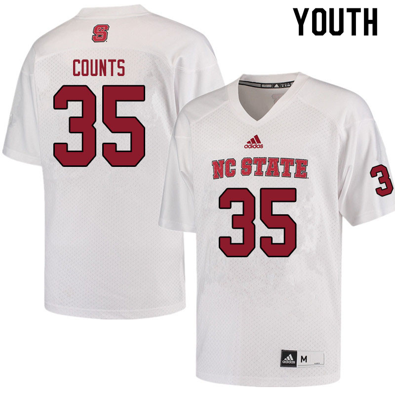 Youth #35 Dalton Counts NC State Wolfpack College Football Jerseys Sale-White - Click Image to Close